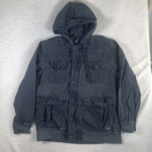 Alpinestars Field Jacket Mens Large Black Denim Motorcycle Hooded Biker